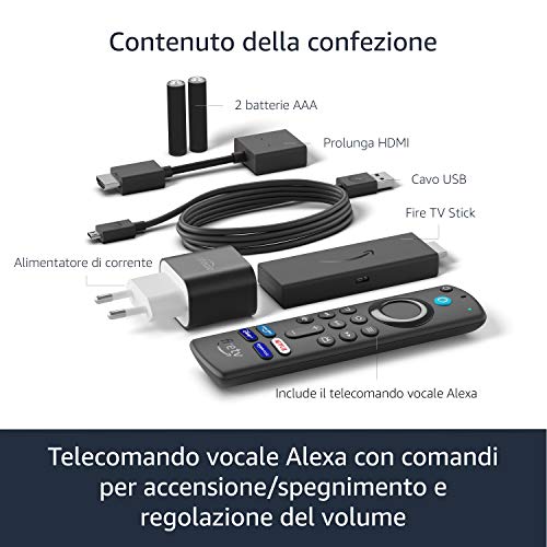 Fire TV Stick con telecomando vocale Alexa (con comandi per la TV), Streaming in HD
