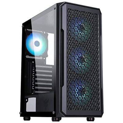 Itek Case Six Triangle Gaming Middle Tower, Ventola ARGB 4 x 12 cm, USB3, Vetro temperato Pannello Laterale Senza Telecomando