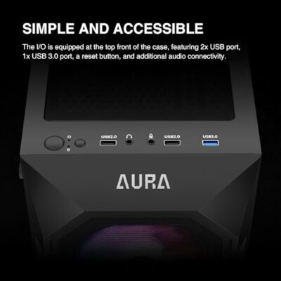 GAMDIAS AURA GC1 Elite Case da Gaming ATX per PC Mid-Tower, Pannello Laterale in Vetro Temperato, Include 4 ventole ARGB da 120 mm, Design a Mesh ad Alto Flusso d'Aria, Sync con Scheda Madre, Nero - immagine 5